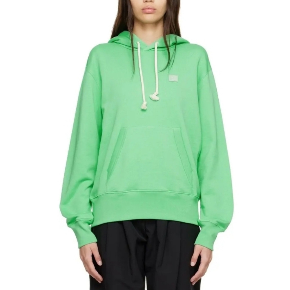 Acne Studio Hooded Sweatshirt Unisex Size XS Fern Green Face Logo Patch New
